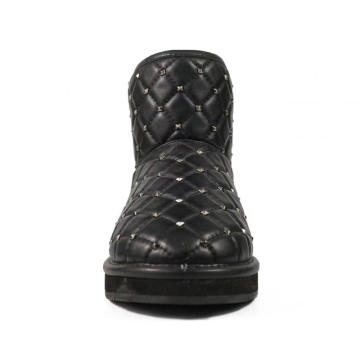 Rhinestone Qulited Wool Snow Boots